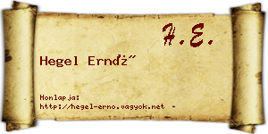 Hegel Ernő névjegykártya
